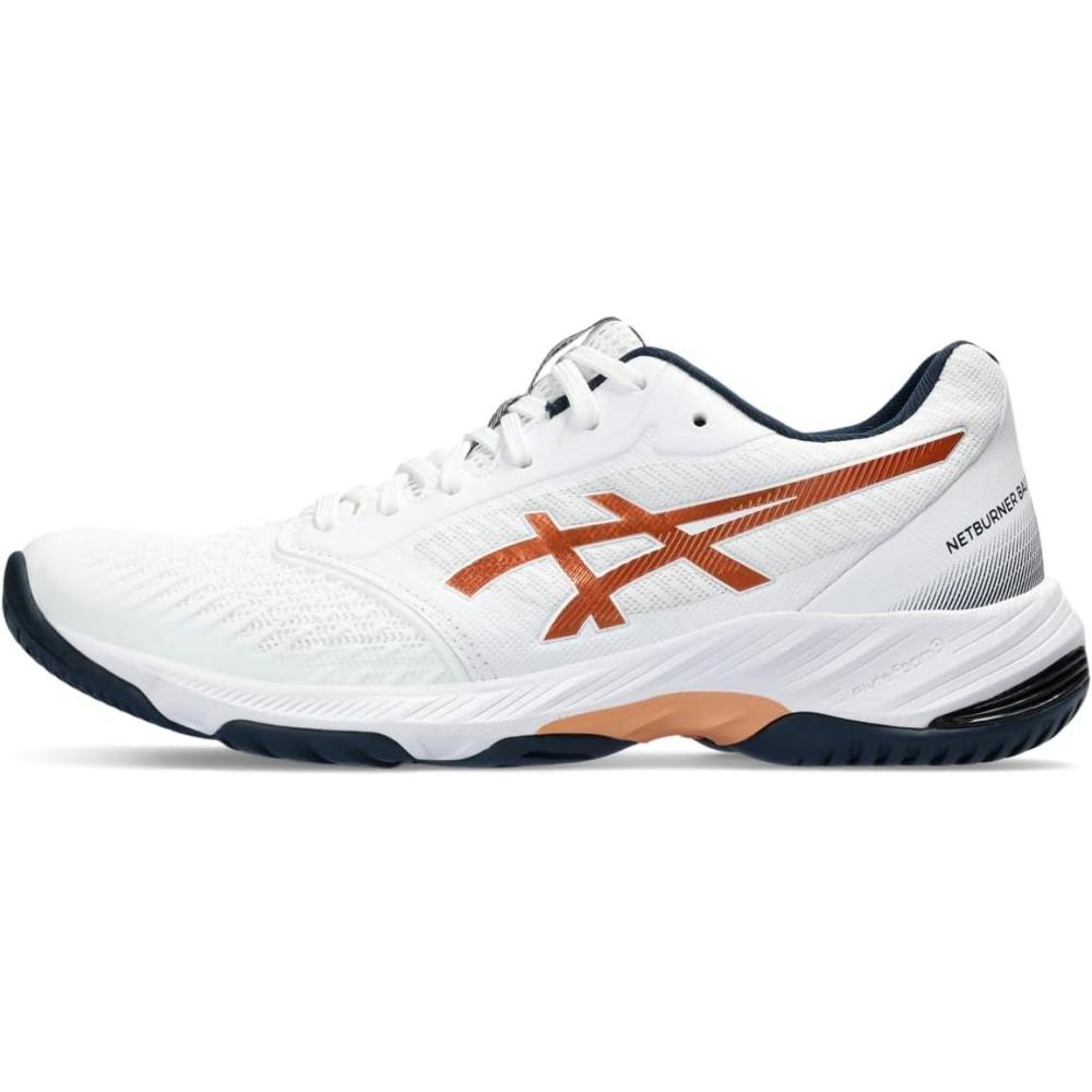 image:imageAsics Mens Netburner Ballistic FlyteFoam 3 Volleyball ShoeWhitePure Bronze