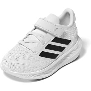 adidas Baby Run Falcon 5 Elastic Lace & Strap Shoe(White/Black/Black)