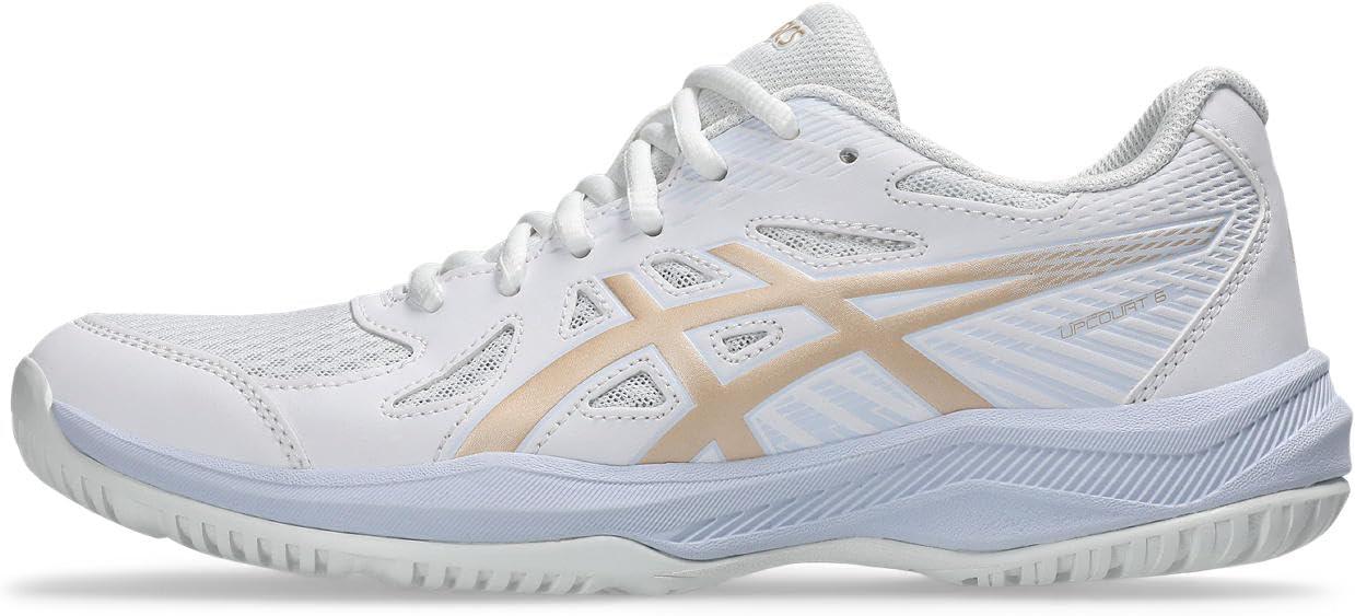 image:imageAsics Womens Upcourt 6 Volleyball Shoes103 WhiteChampagne