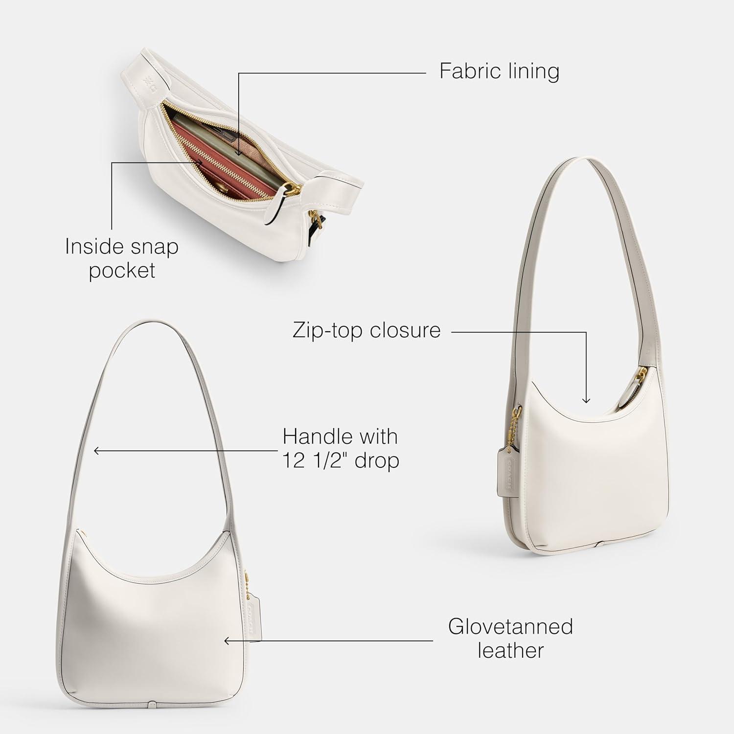 image:imageCOACH Womens Glovetanned Leather Curve Zip Bag B4CHALK Off White One Size