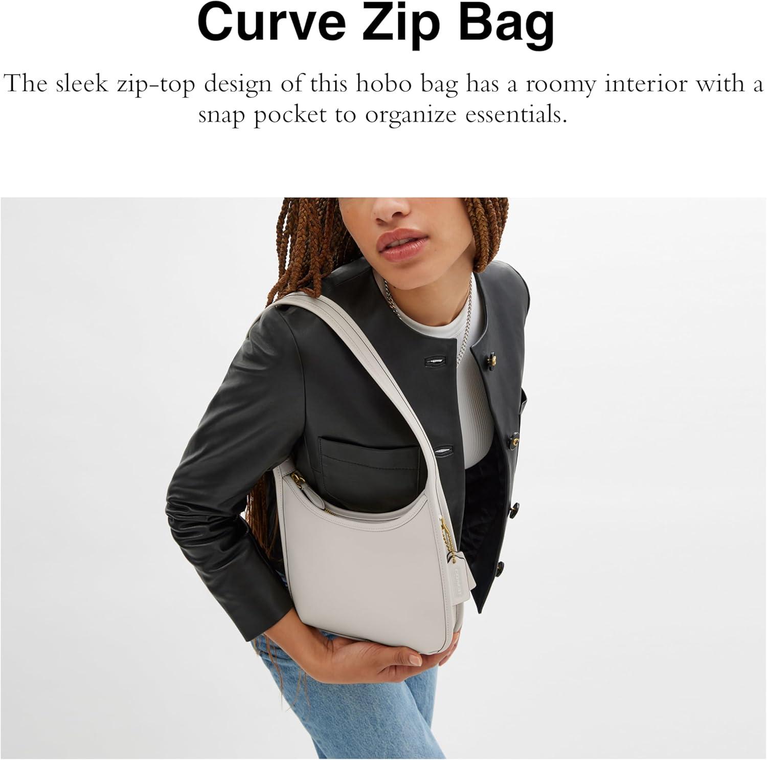 image:imageCOACH Womens Glovetanned Leather Curve Zip Bag B4CHALK Off White One Size
