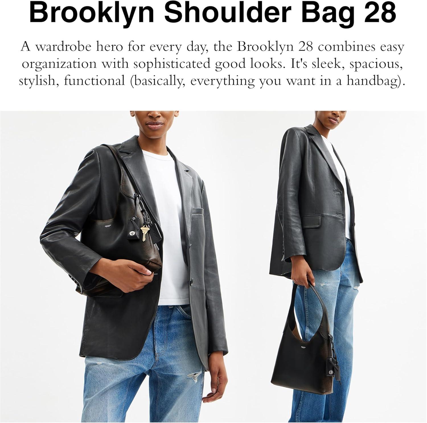 image:imageCoach Brooklyn Shoulder Bag 28Loved LeatherSilverBlack Brown