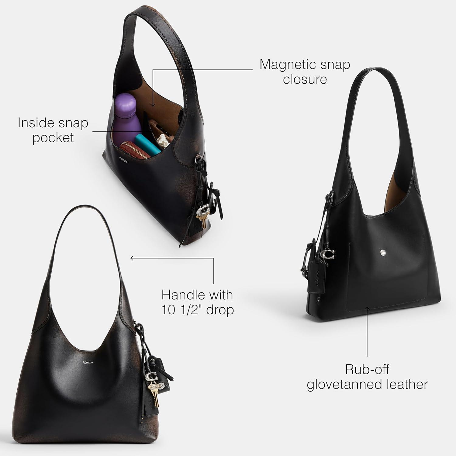 image:imageCoach Brooklyn Shoulder Bag 28Loved LeatherSilverBlack Brown