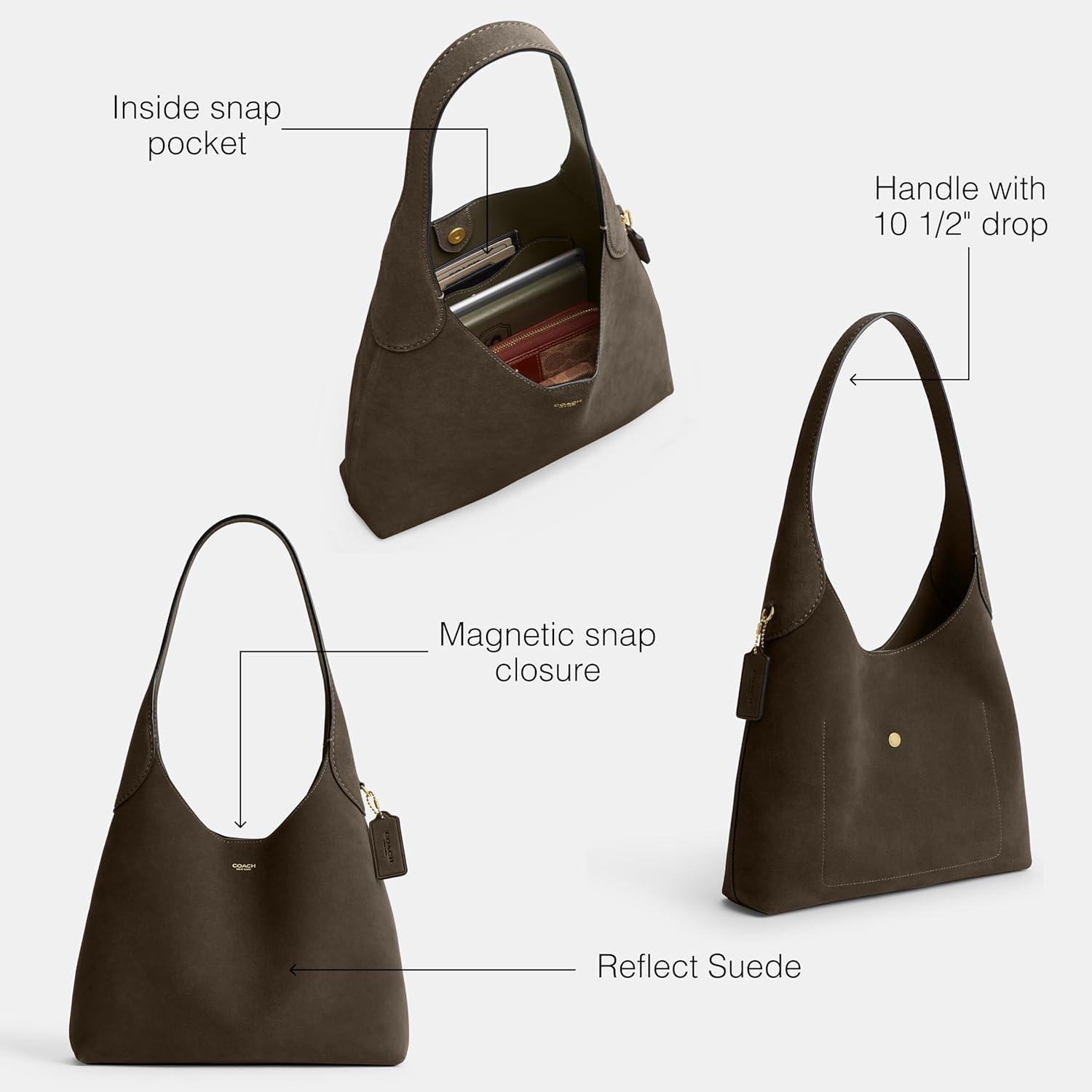 image:imageCoach Brooklyn Shoulder Bag 28Olive Suede