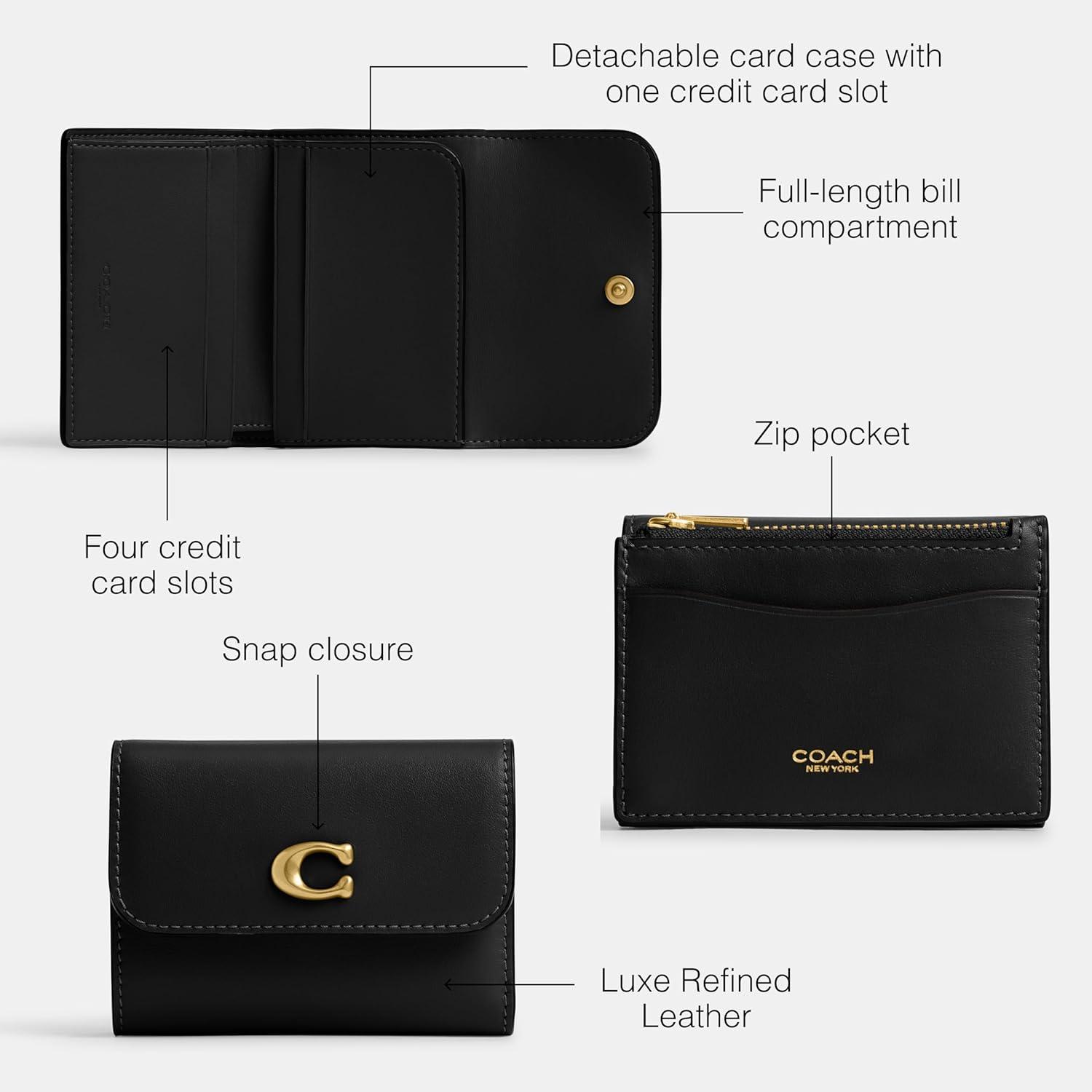 image:imageCoach Refined Calf Leather Essential Card Holder WalletB4BLACK