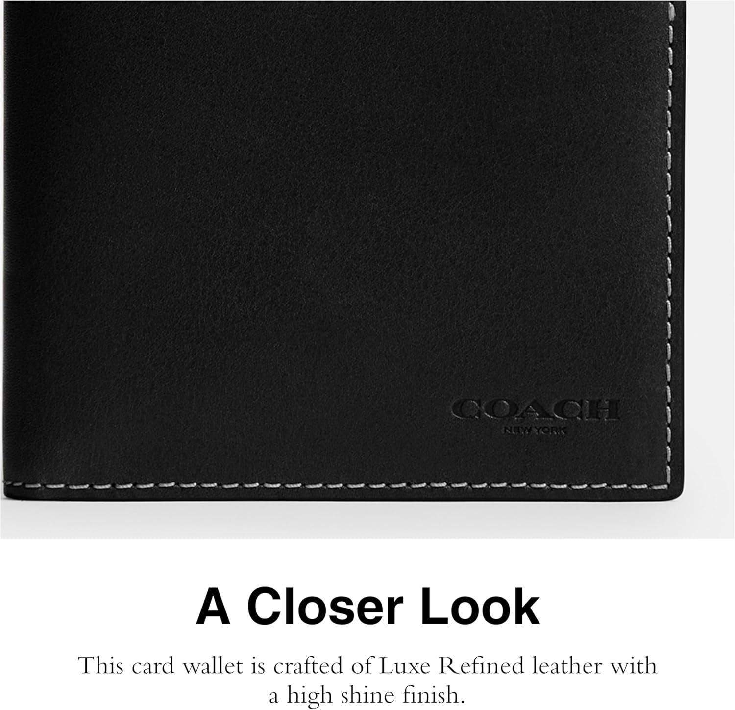 image:imageCoach Refined Calf Leather Essential Card Holder WalletB4BLACK