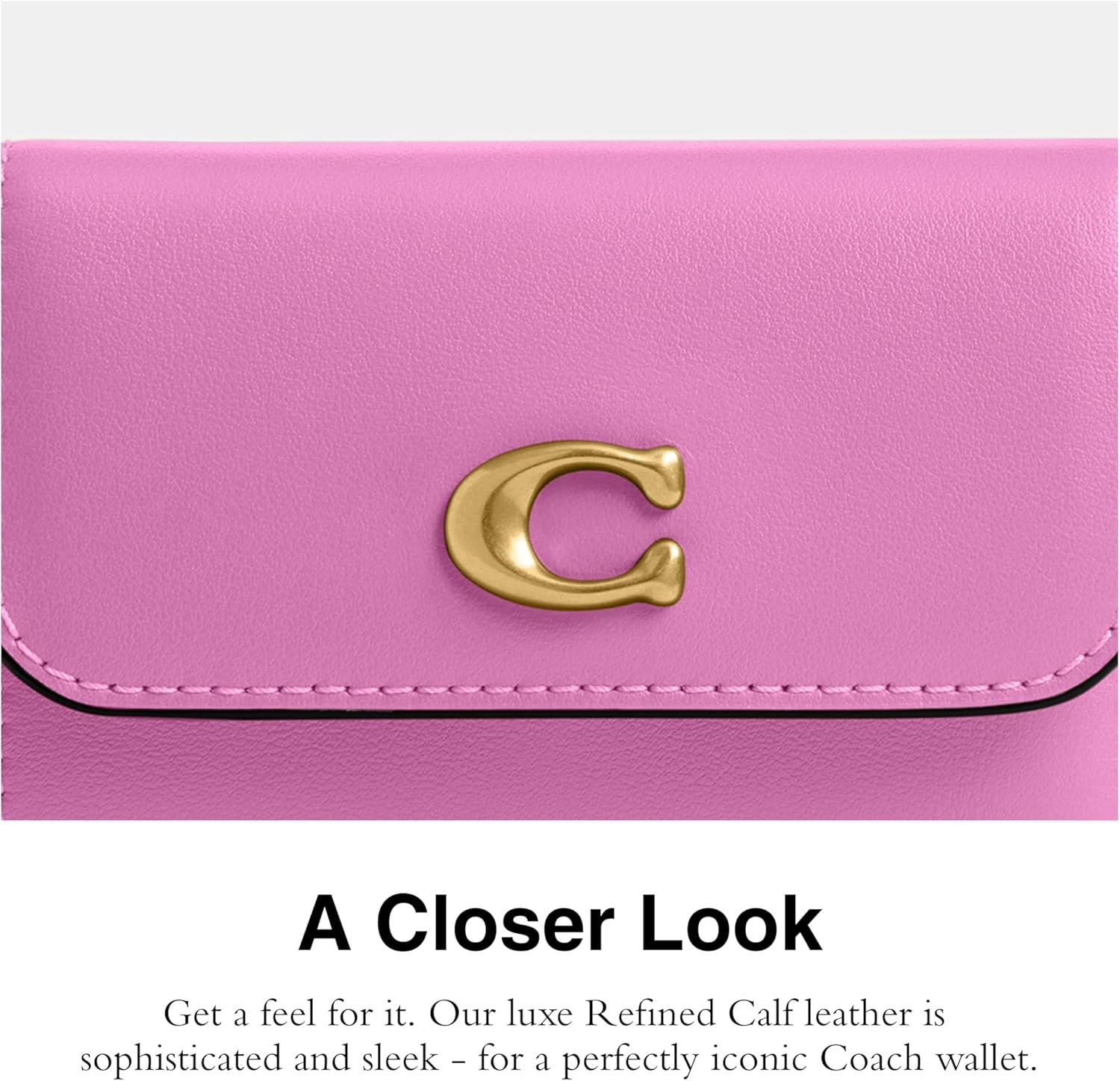 image:imageCoach Refined Calf Leather Essential Card Holder WalletB4Fuschia