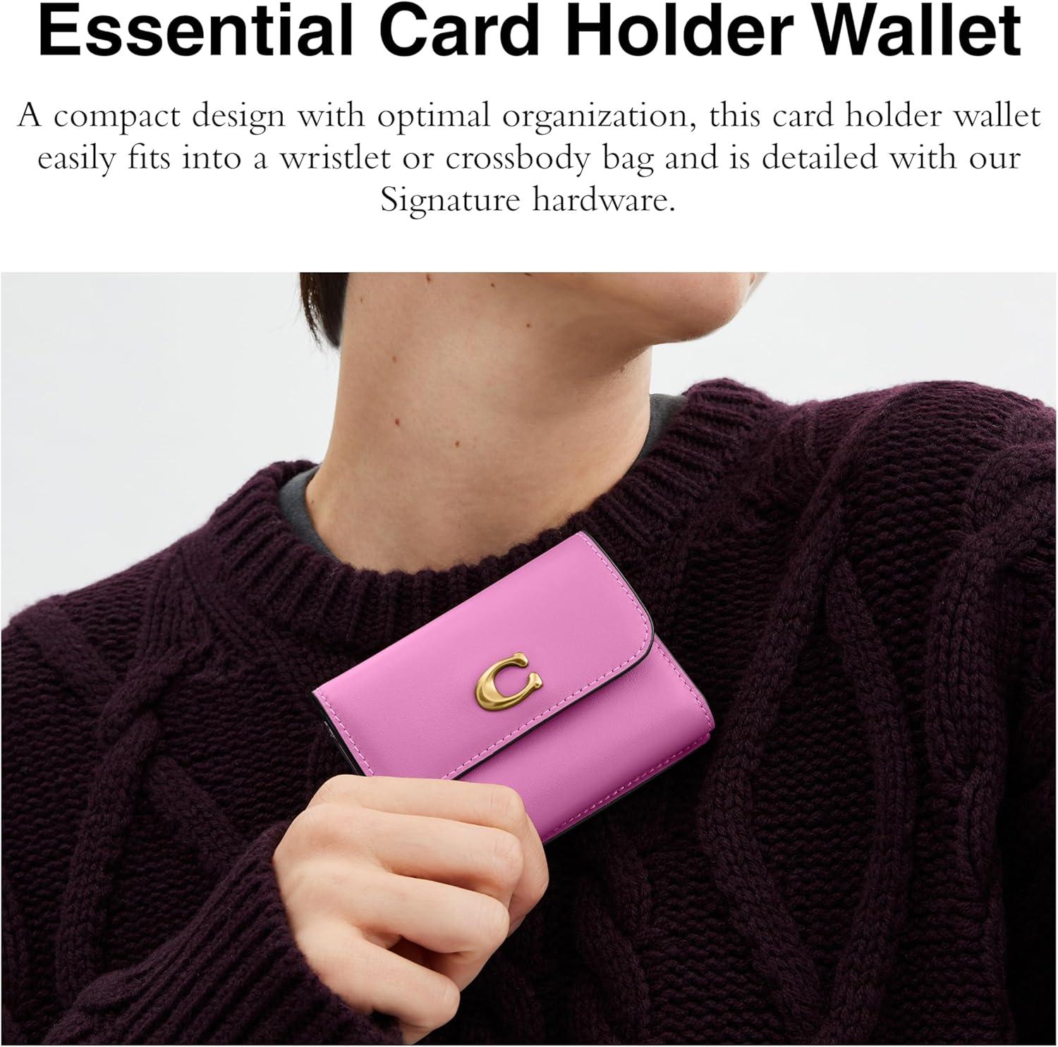 image:imageCoach Refined Calf Leather Essential Card Holder WalletB4Fuschia