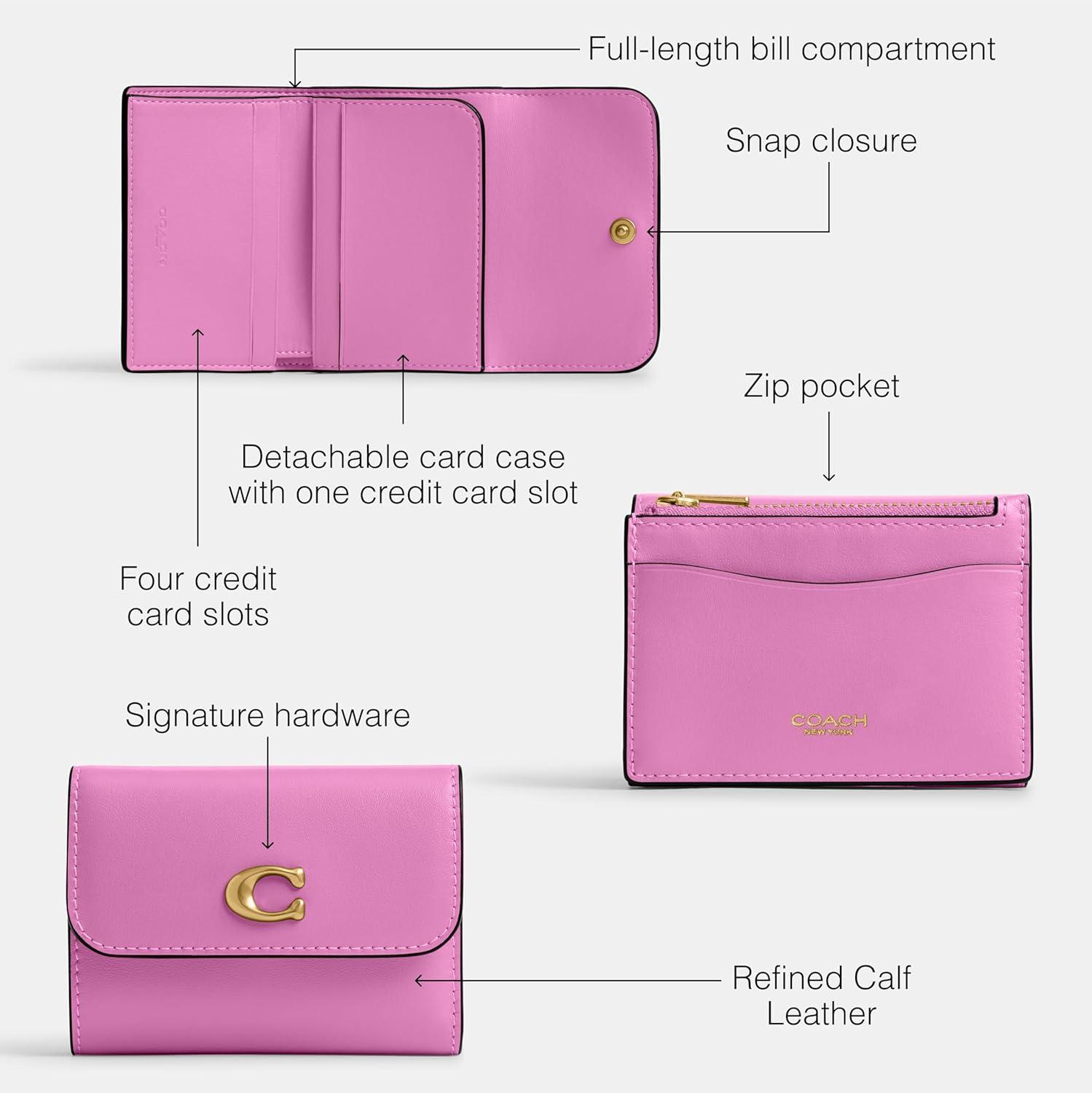 image:imageCoach Refined Calf Leather Essential Card Holder WalletB4Fuschia