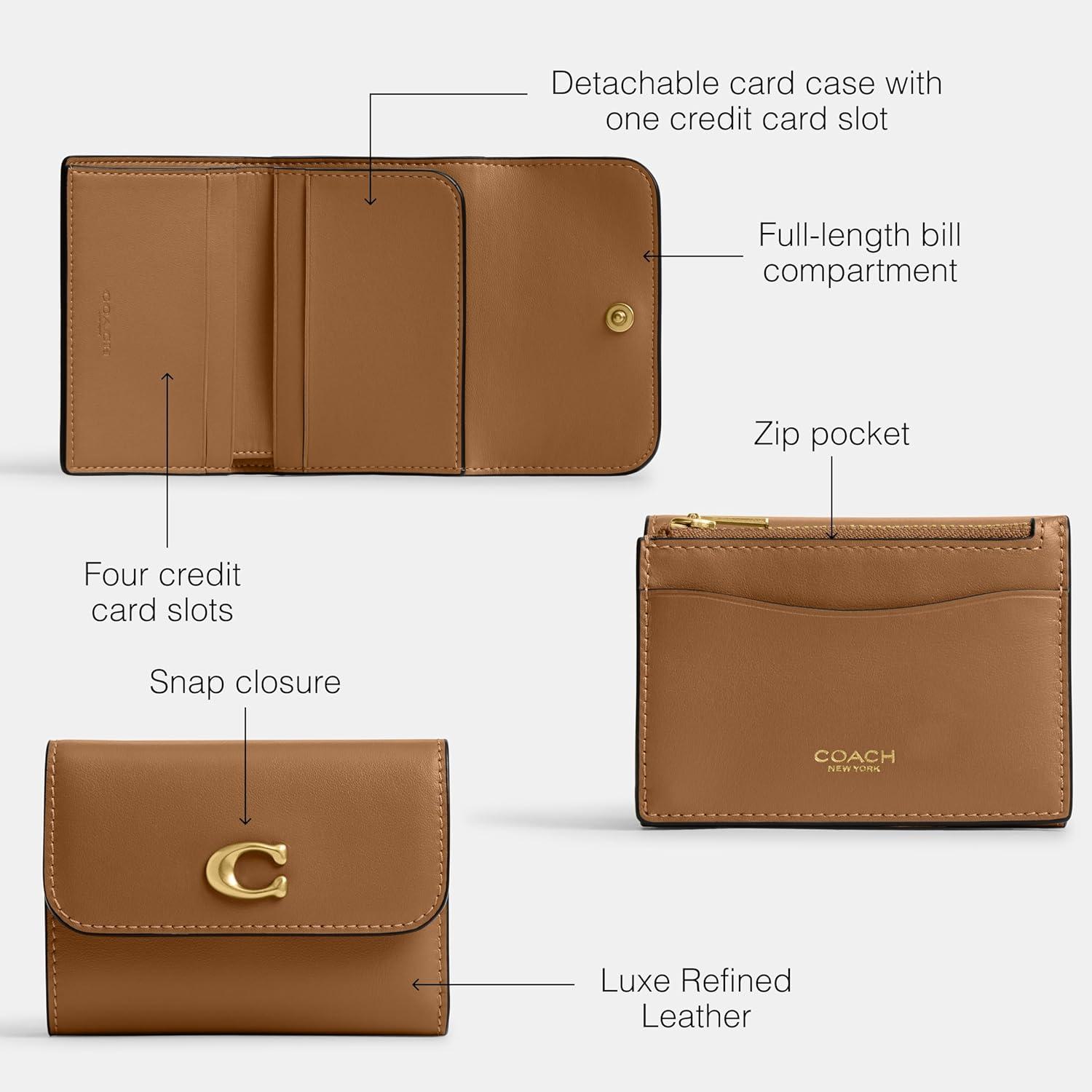 image:imageCoach Refined Calf Leather Essential Card Holder WalletHoney Brown