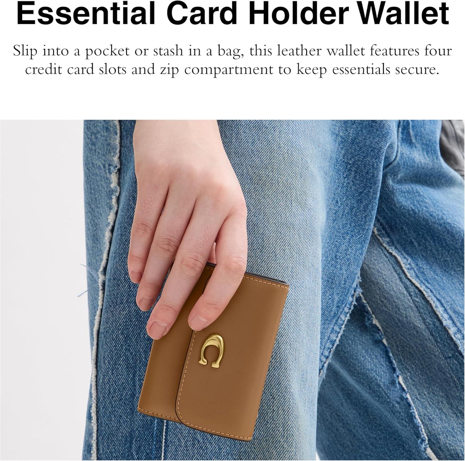 image:imageCoach Refined Calf Leather Essential Card Holder WalletHoney Brown