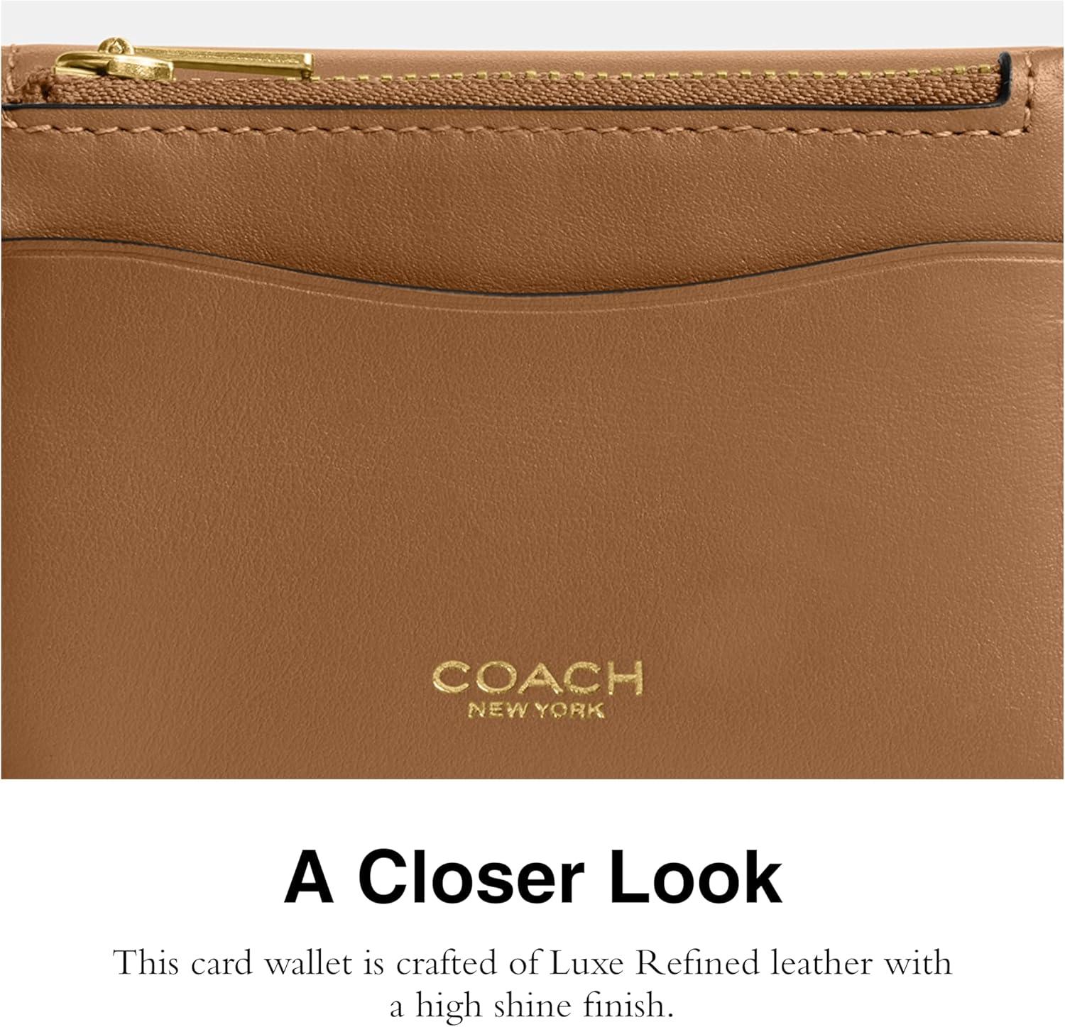 image:imageCoach Refined Calf Leather Essential Card Holder WalletHoney Brown