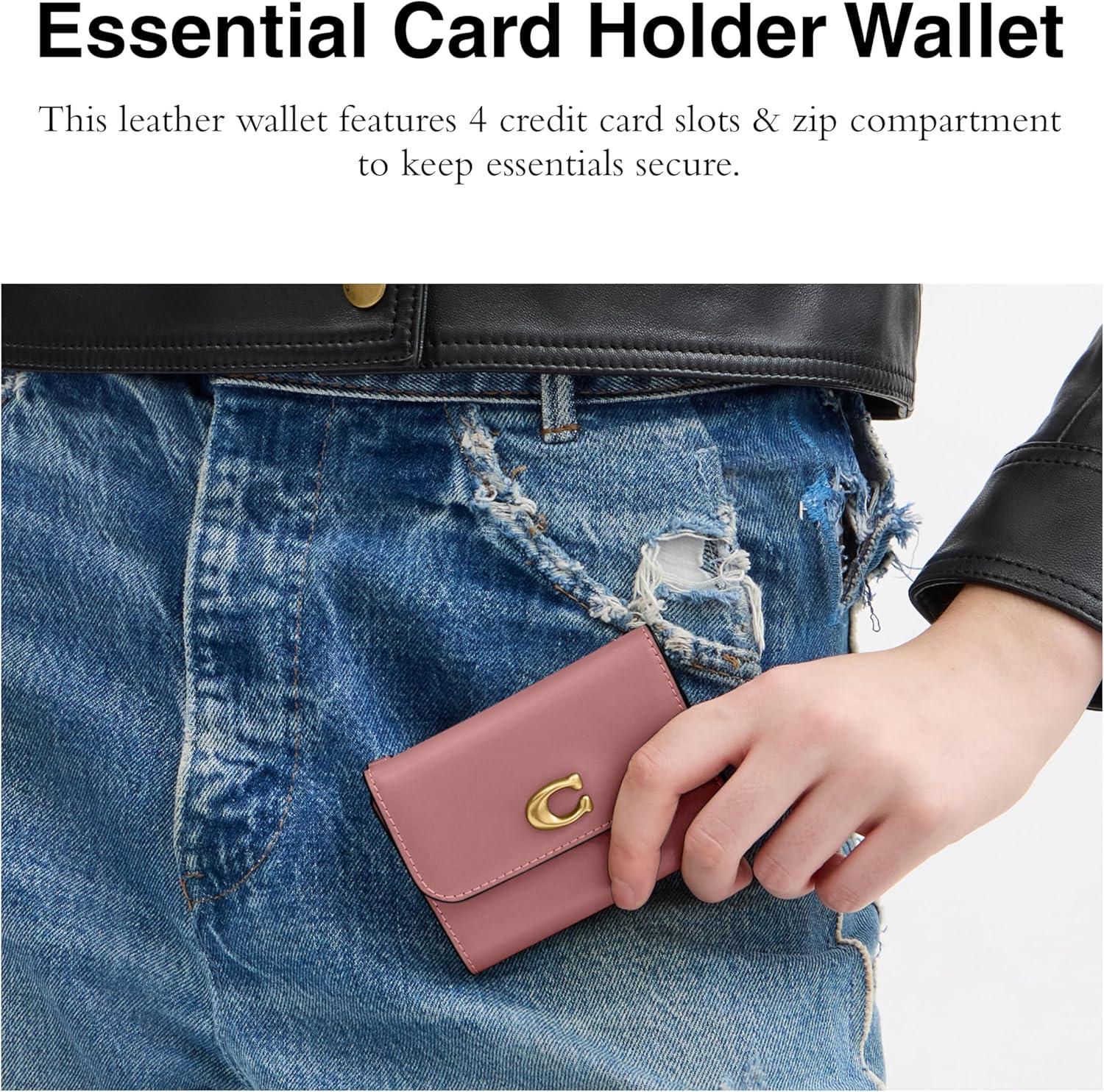 image:imageCoach Refined Calf Leather Essential Card Holder WalletPEONY