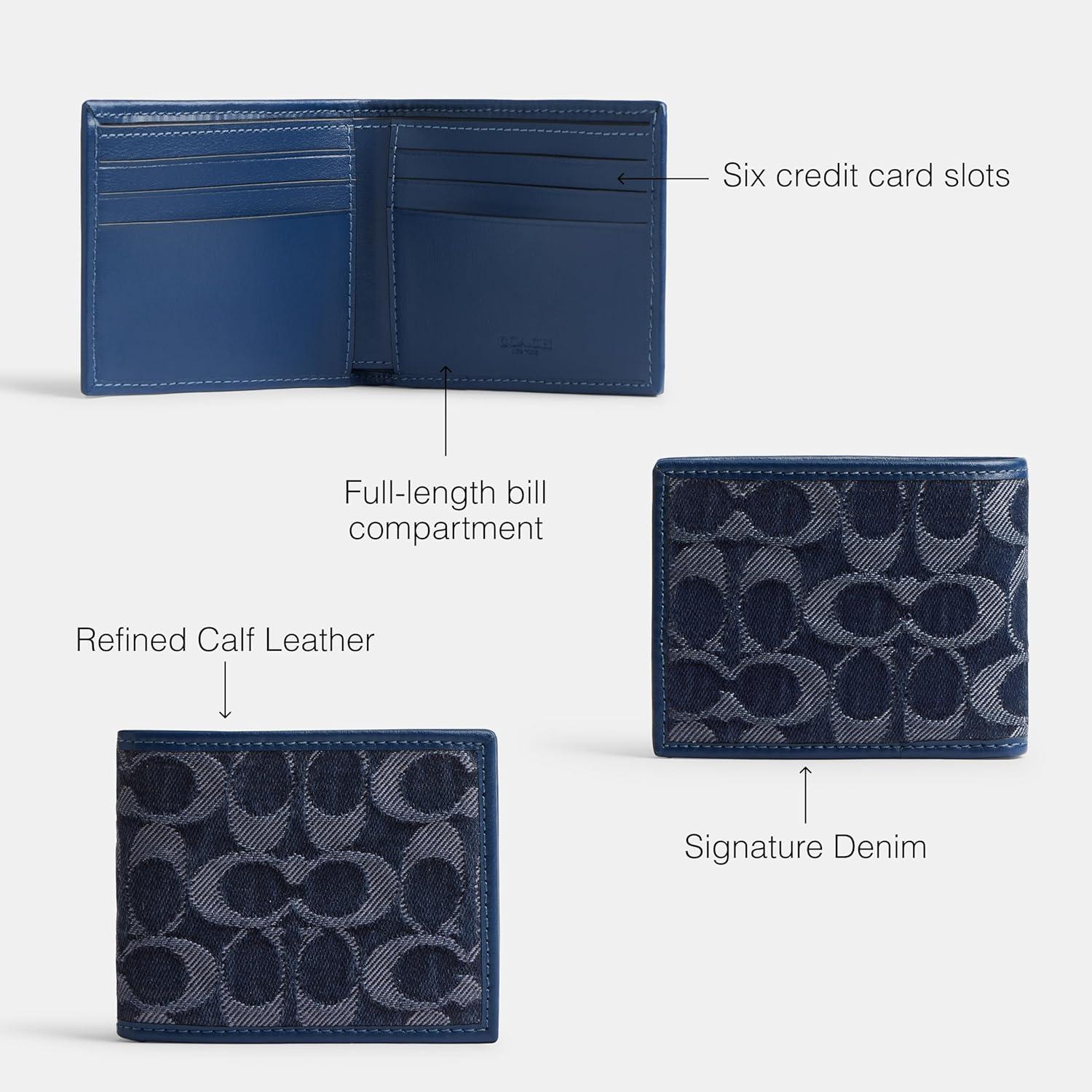image:imageCoach Slim Billfold Wallet in Signature Denim Deep Blue One Size