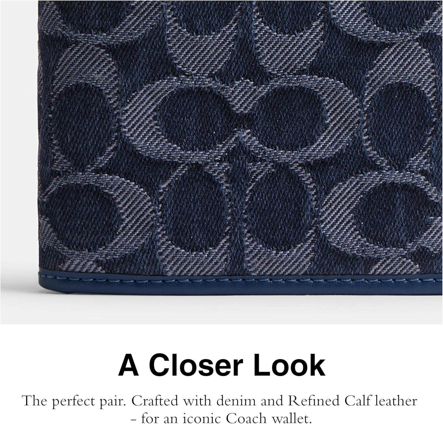 image:imageCoach Slim Billfold Wallet in Signature Denim Deep Blue One Size