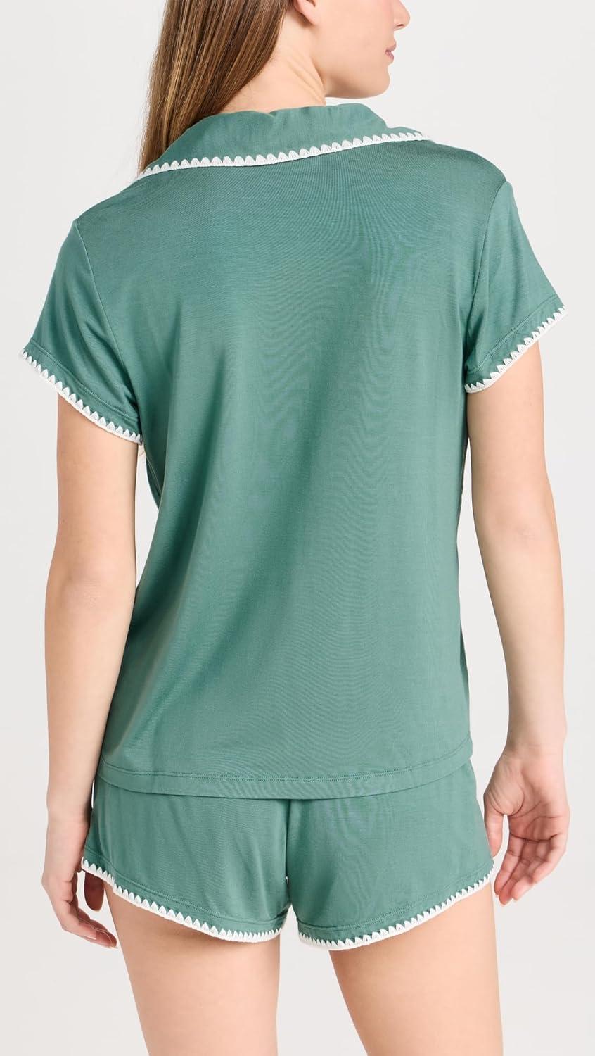 image:imageEberjey Womens Frida Whip Stitch Shorts PJ SetAgaveIvory