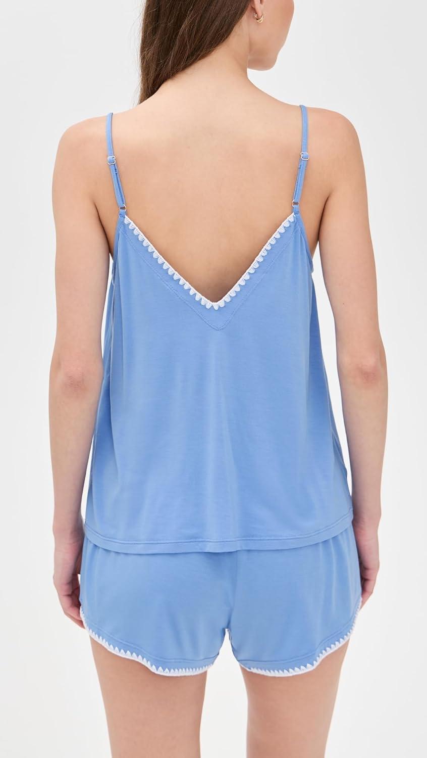 image:imageEberjey Womens Frida Whip Stitch Shorts PJ SetCornflower BlueWhite