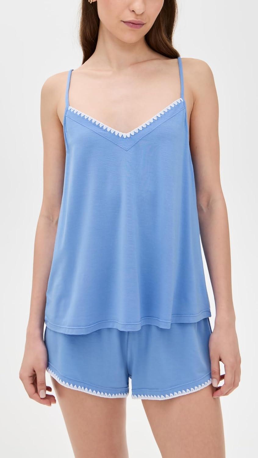 image:imageEberjey Womens Frida Whip Stitch Shorts PJ SetCornflower BlueWhite