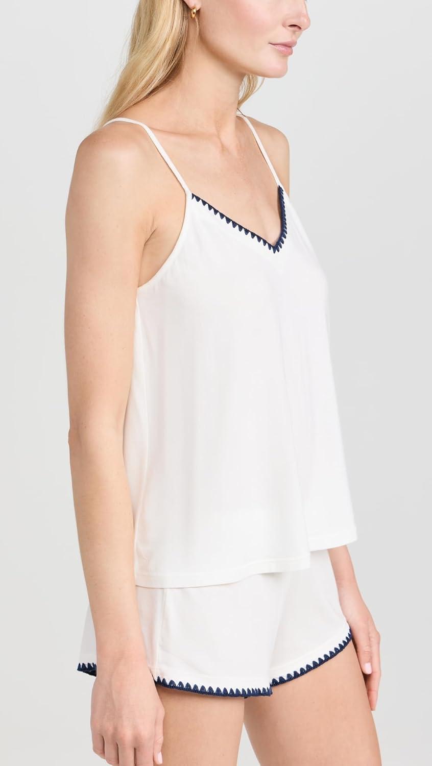 image:imageEberjey Womens Frida Whip Stitch Shorts PJ SetIvoryNavy