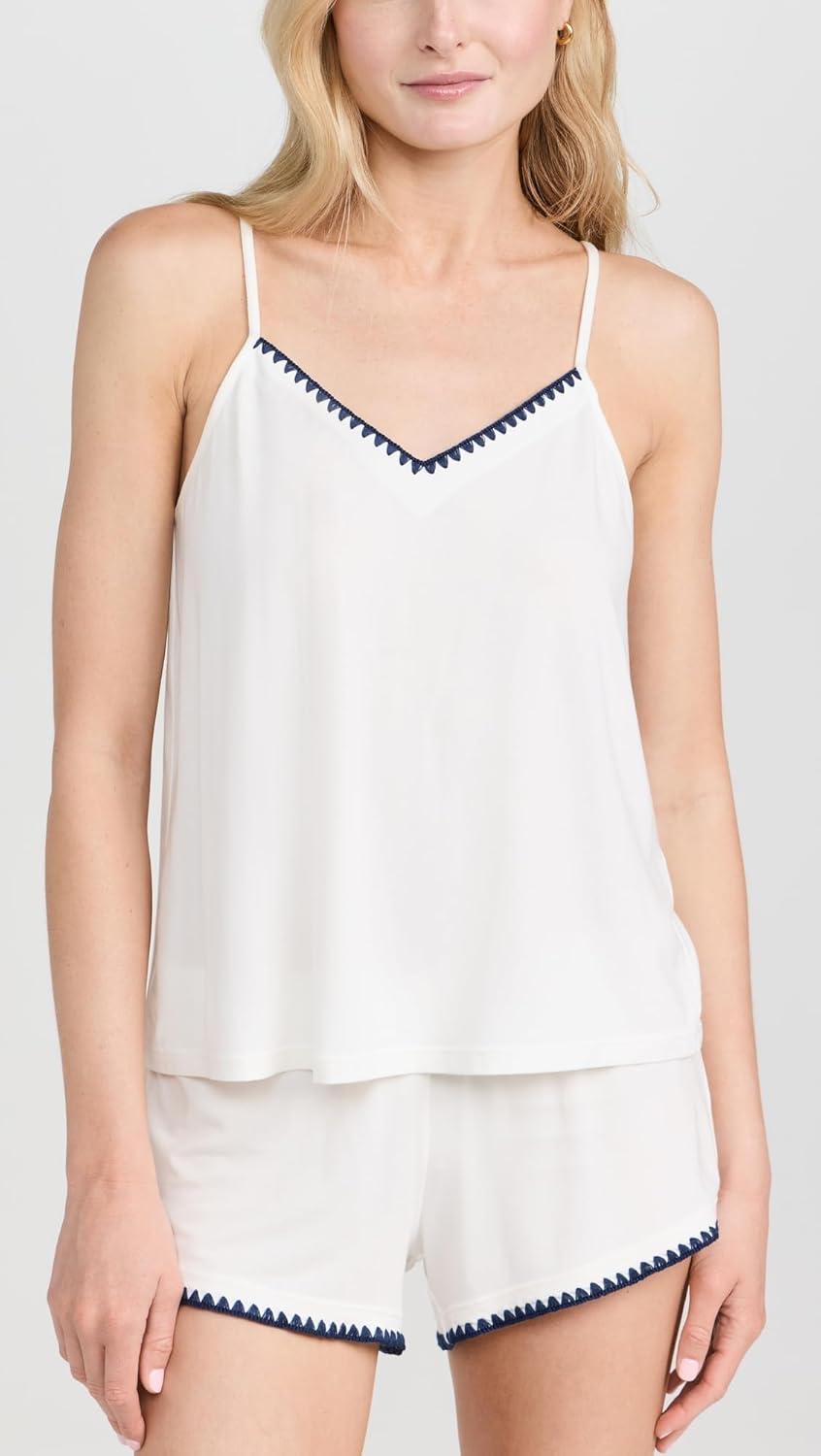 image:imageEberjey Womens Frida Whip Stitch Shorts PJ SetIvoryNavy
