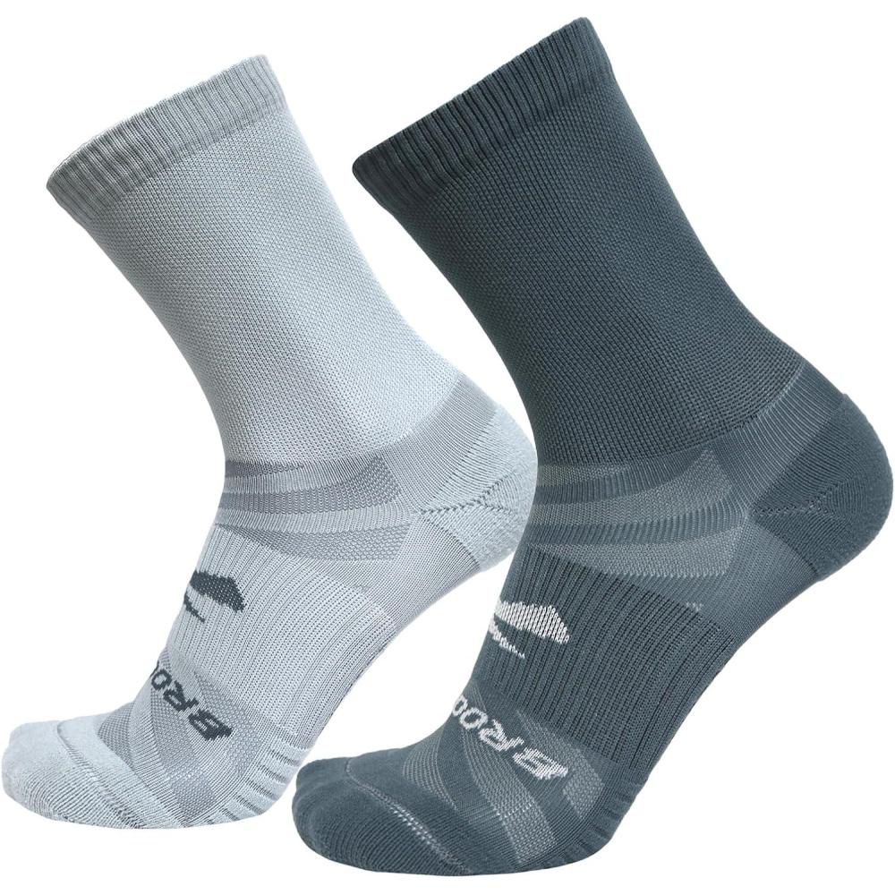 image:imageBrooks Ghost Lite Crew Socks I Performance Running Comfort Fit with Arch Support for Men ampamp Women 2Pack SetStorm Smoke