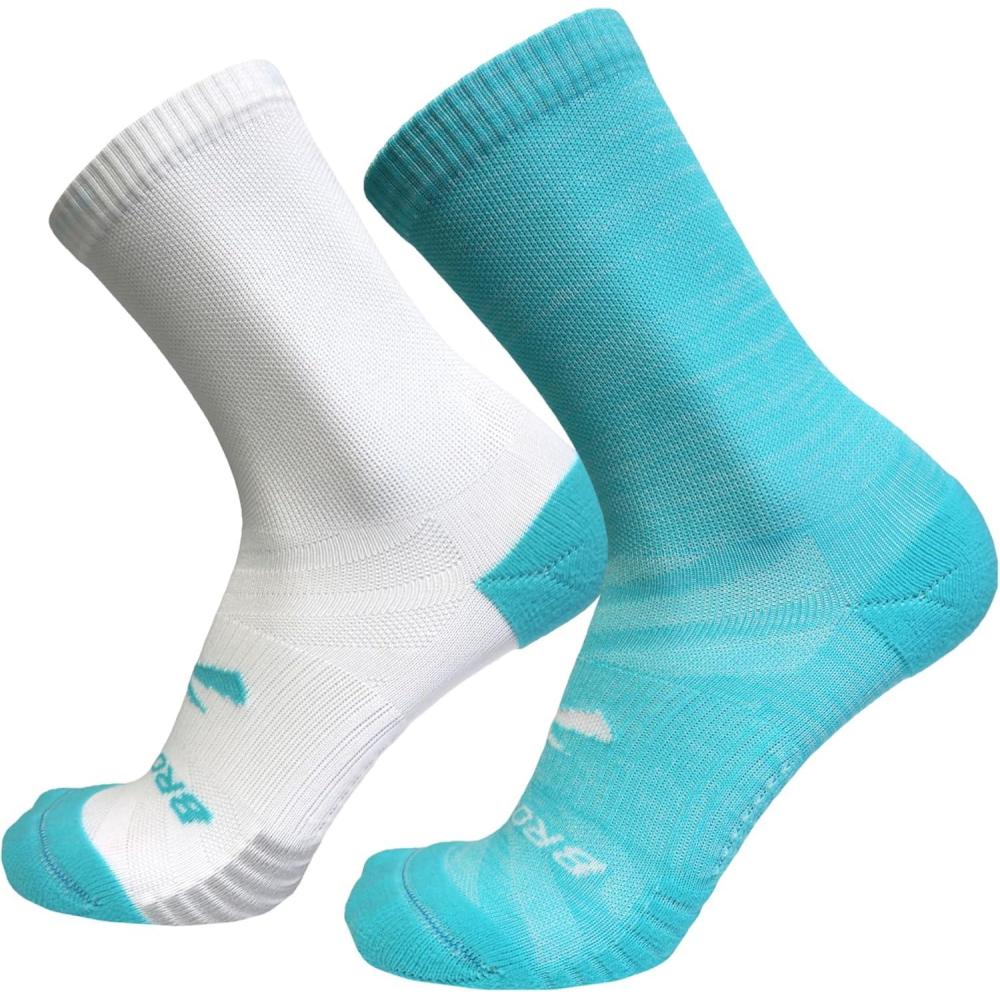 image:imageBrooks Ghost Lite Crew Socks I Performance Running Comfort Fit with Arch Support for Men ampamp Women 2Pack SetStrobe BlueWhite  WhiteBlue