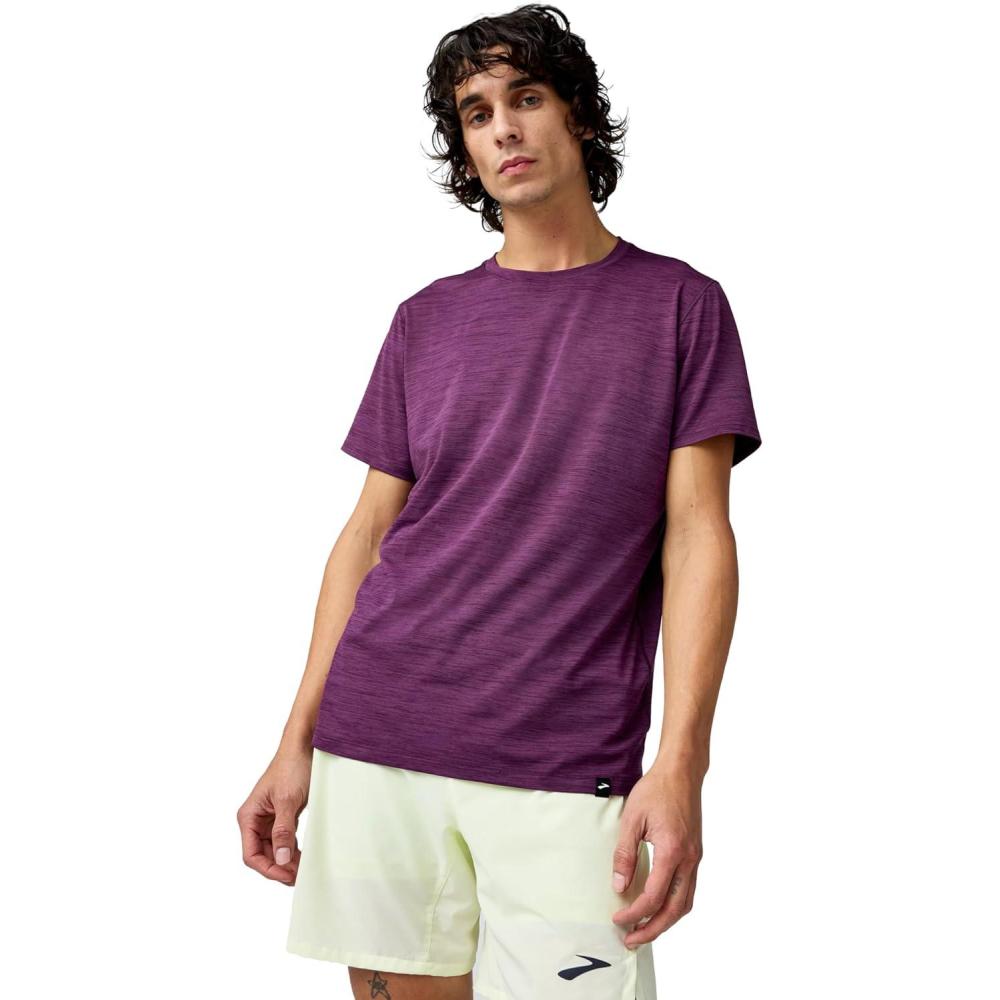 image:imageBrooks Mens Luxe Short SleeveHtr Burgundy Blaze