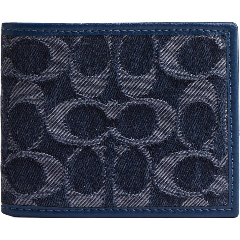 image:imageCoach Slim Billfold Wallet in Signature Denim Deep Blue One Size