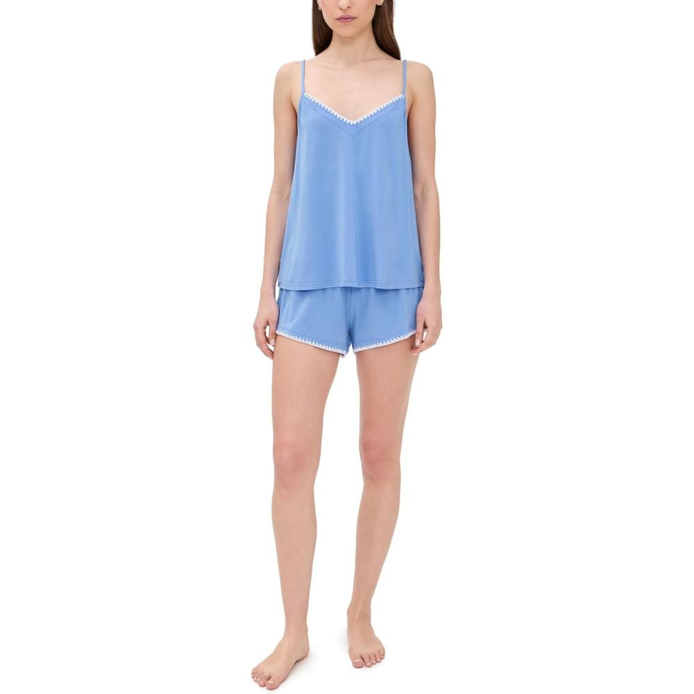 image:imageEberjey Womens Frida Whip Stitch Shorts PJ SetCornflower BlueWhite