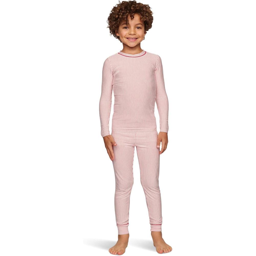 image:imageEberjey unisexadult Gisele Printed the Night Time Set Little KidsBig KidsDuo Stripe Holly RedHolly Red