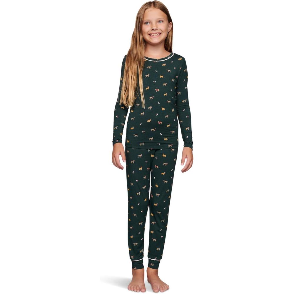 image:imageEberjey unisexadult Gisele Printed the Night Time Set Little KidsBig KidsHoliday Dogs PineIvory