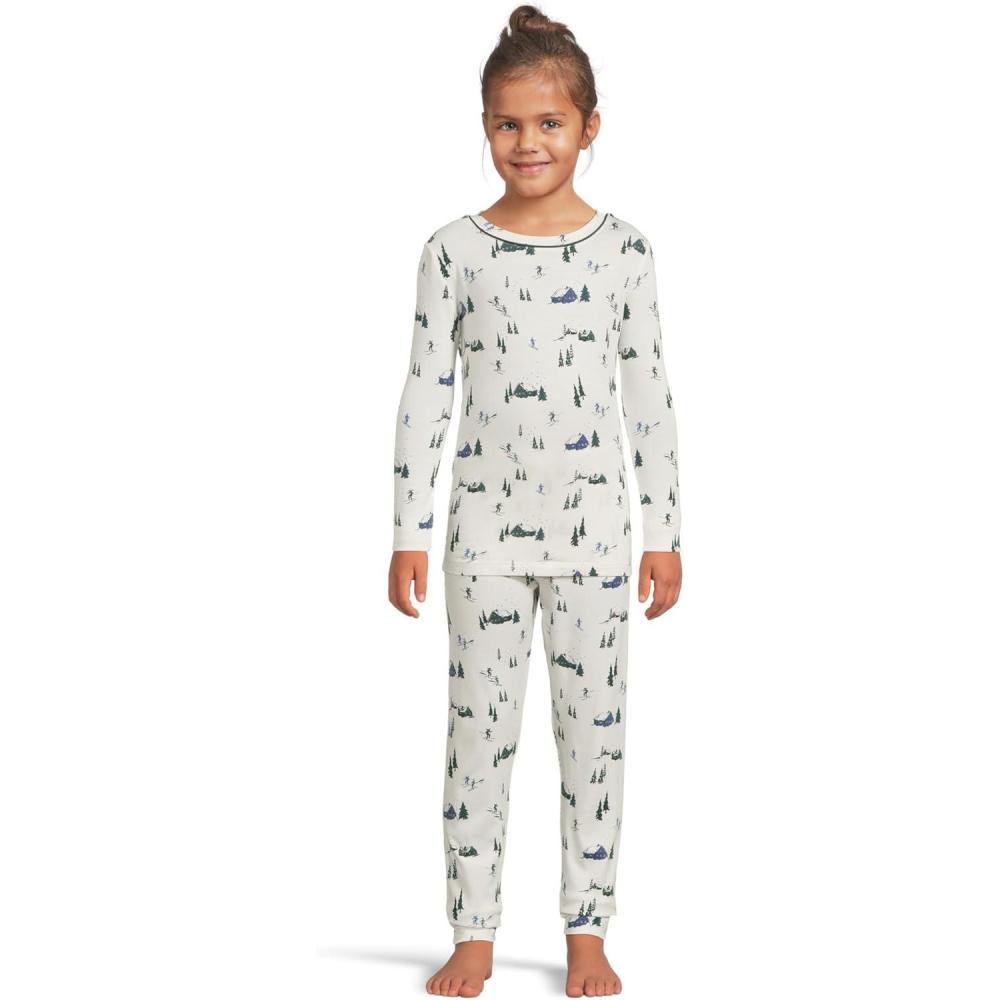image:imageEberjey unisexadult Gisele Printed  the Night Time Set Little KidsBig KidsSki Chalet IvoryPine