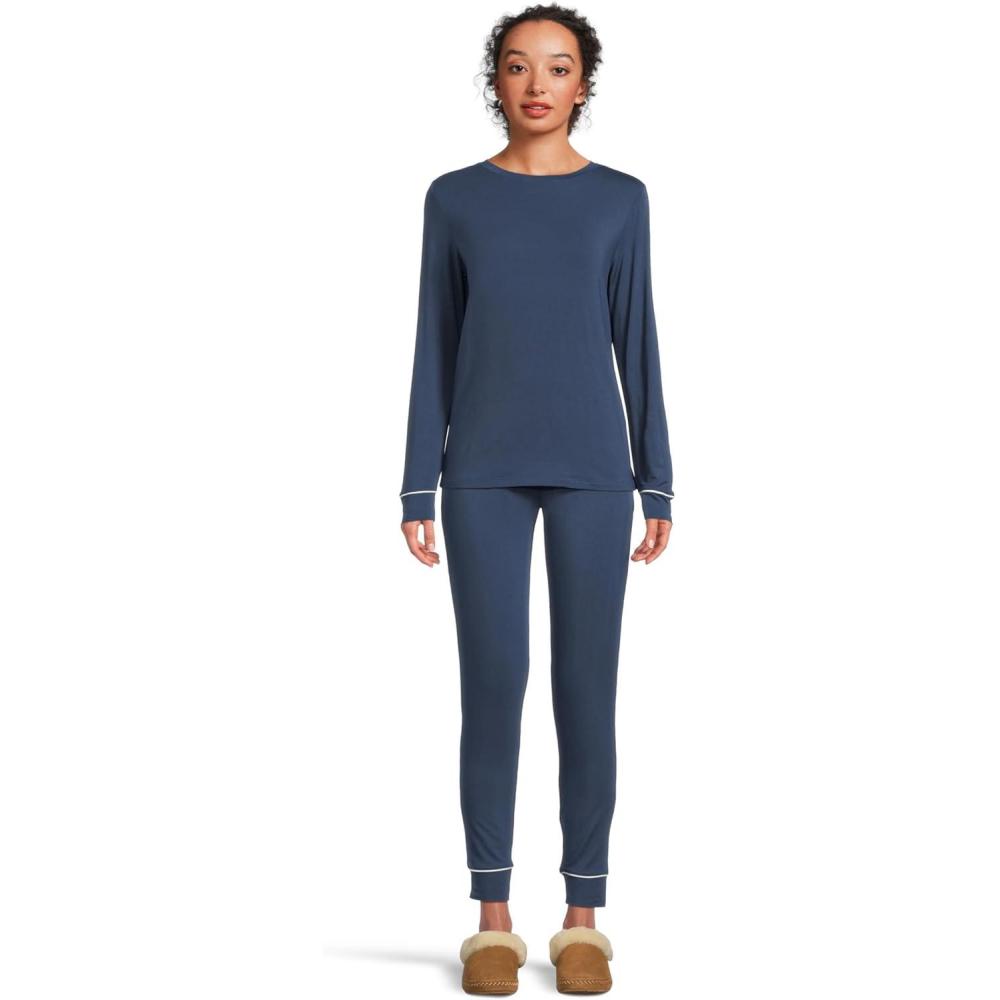 image:imageEberjey womens Gisele Crew Neck Pajama SetNavyIvory