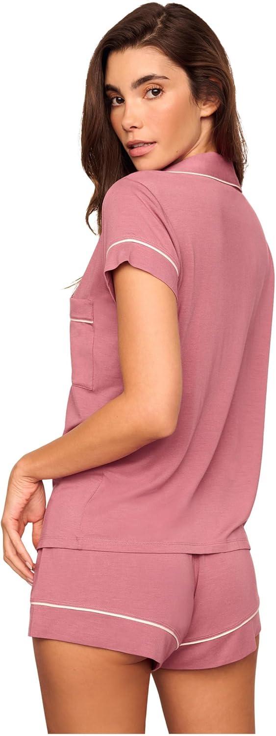 image:imageEberjey Gisele Relaxed Short PJ SetBerry BlushIvory