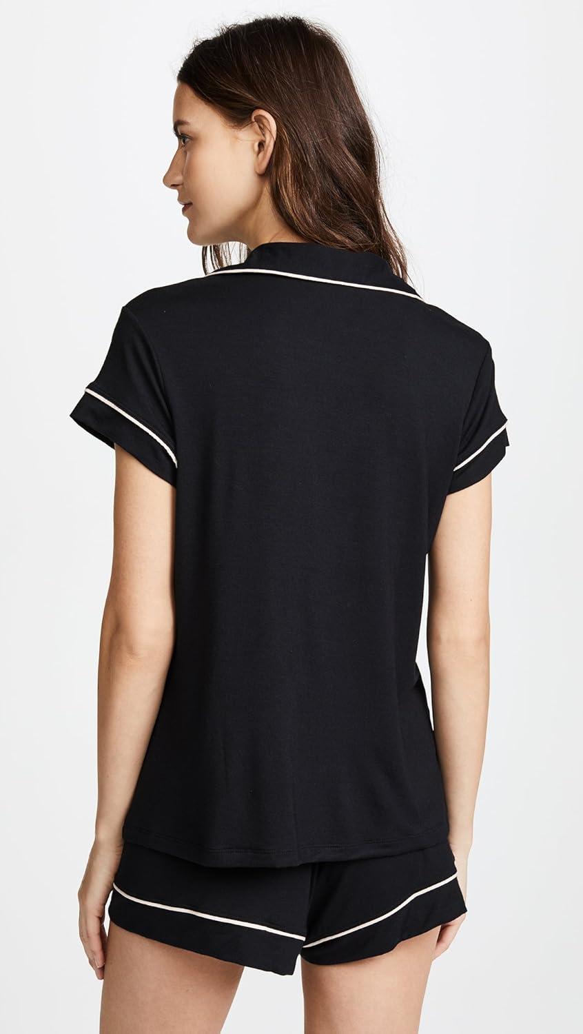 image:imageEberjey Gisele Relaxed Short PJ SetBlackSorbet Pink