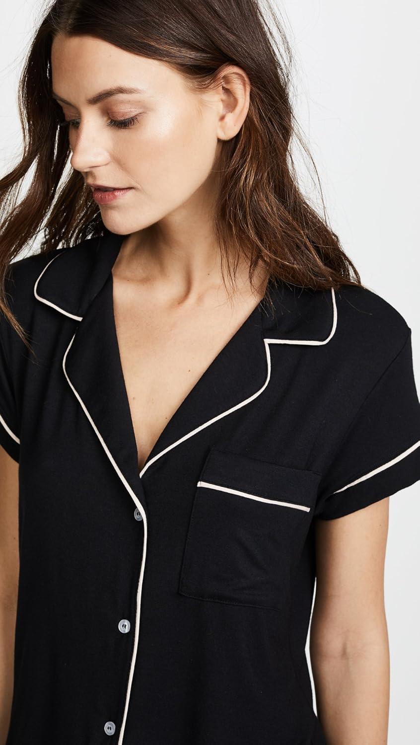 image:imageEberjey Gisele Relaxed Short PJ SetBlackSorbet Pink