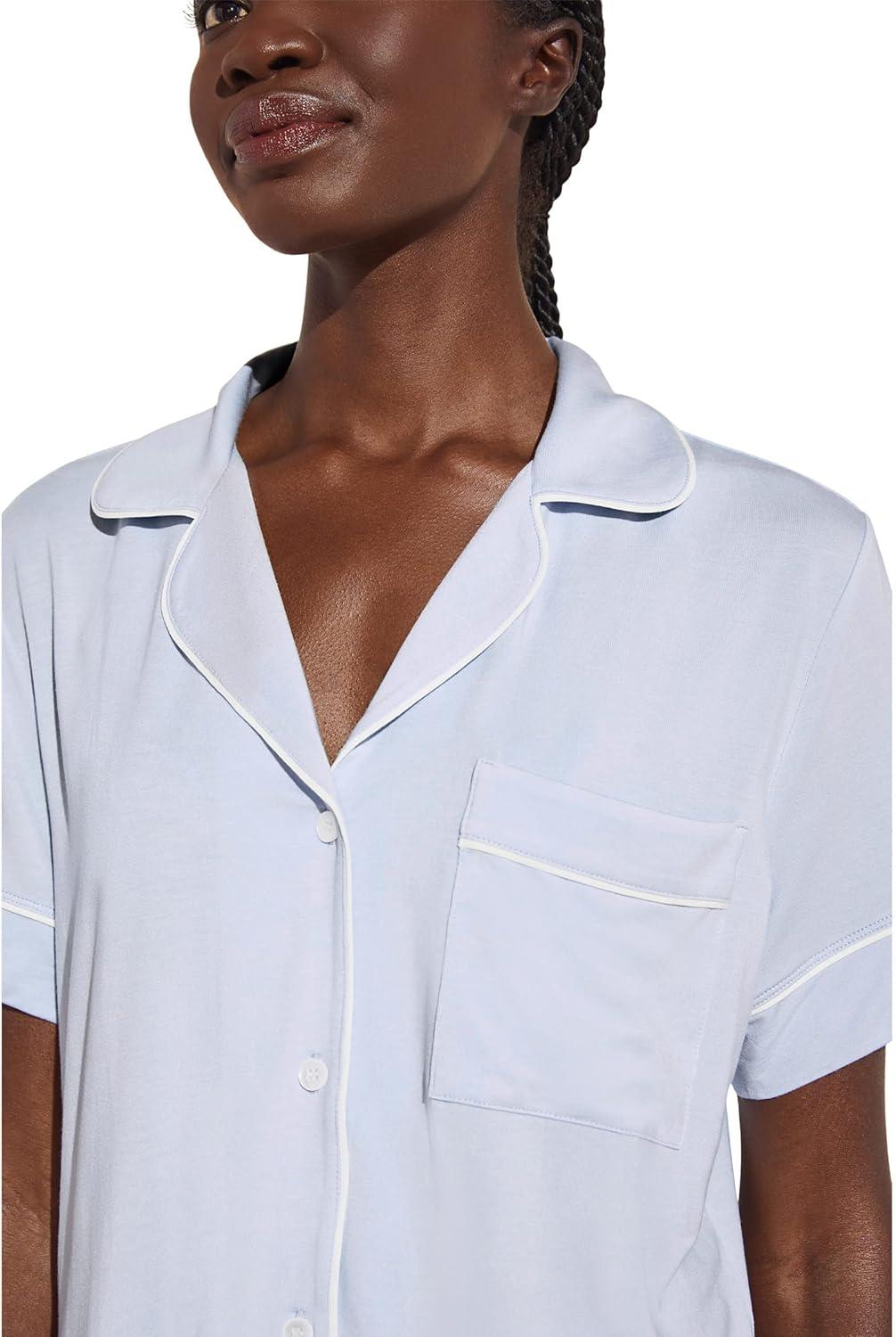 image:imageEberjey Gisele Relaxed Short PJ SetIce BlueIvory