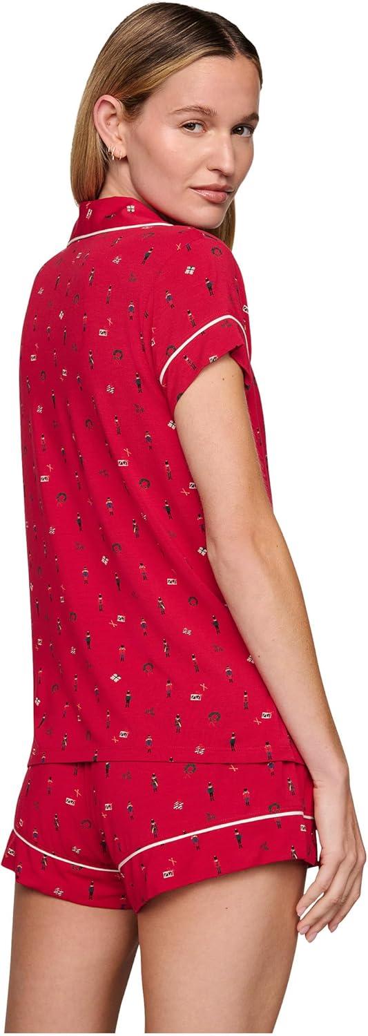 image:imageEberjey Gisele Relaxed Short PJ SetNutcracker Holly RedIvory