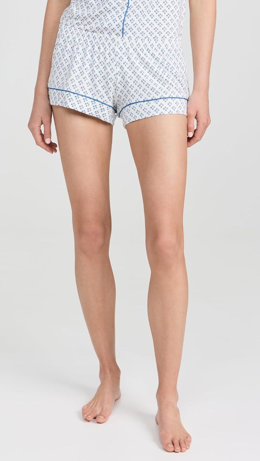 image:imageEberjey Gisele Relaxed Short PJ SetPetite Batik IvoryDenim Blue