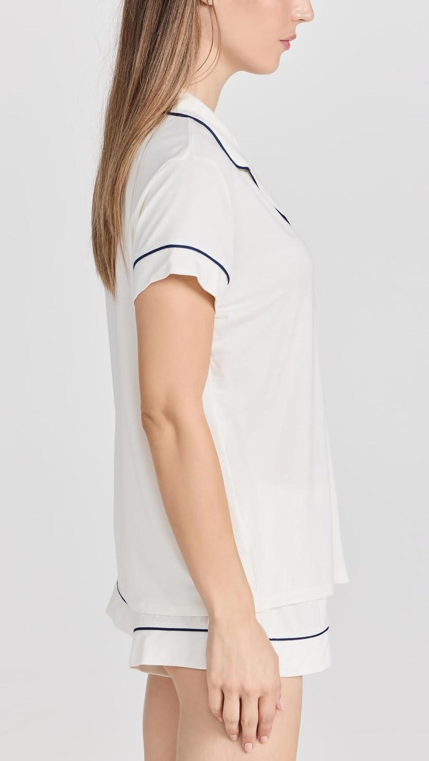 image:imageEberjey Gisele Relaxed Short PJ SetPure IvoryNavy