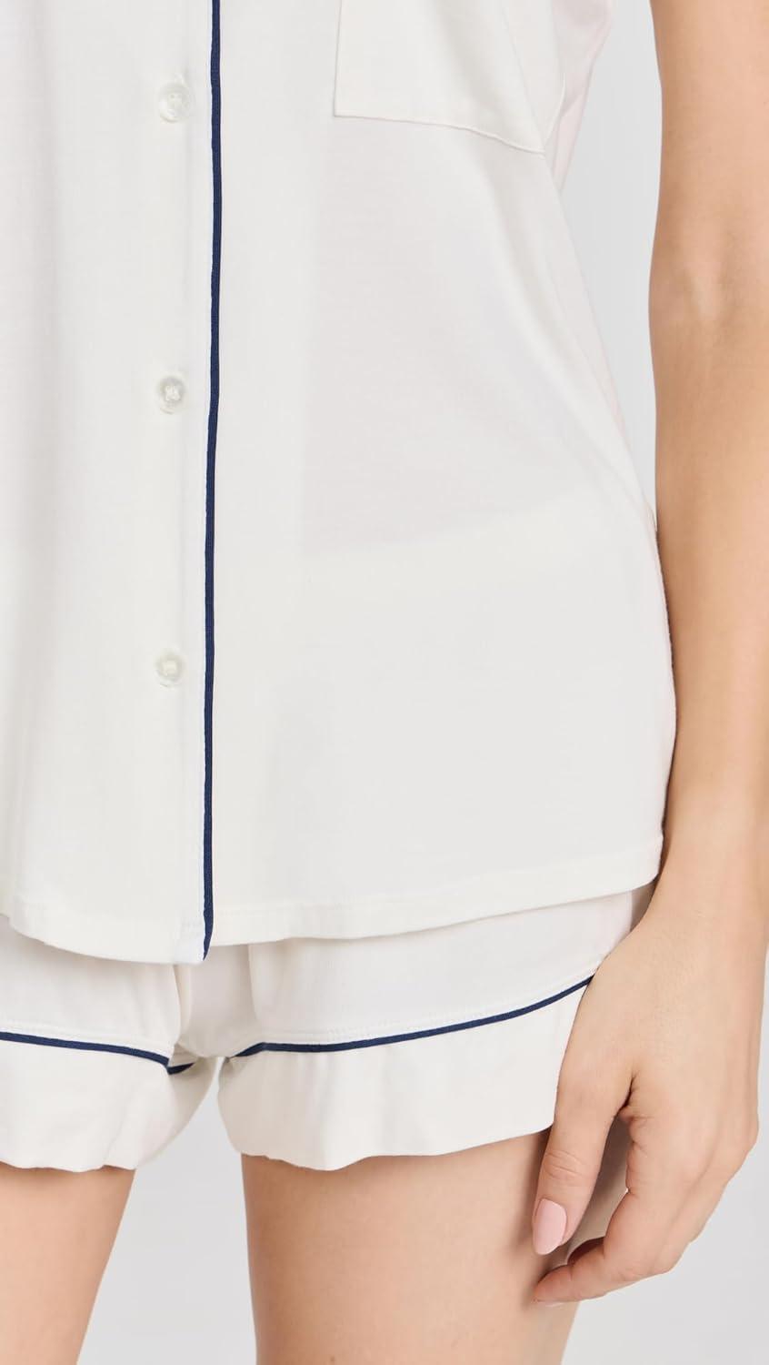 image:imageEberjey Gisele Relaxed Short PJ SetPure IvoryNavy