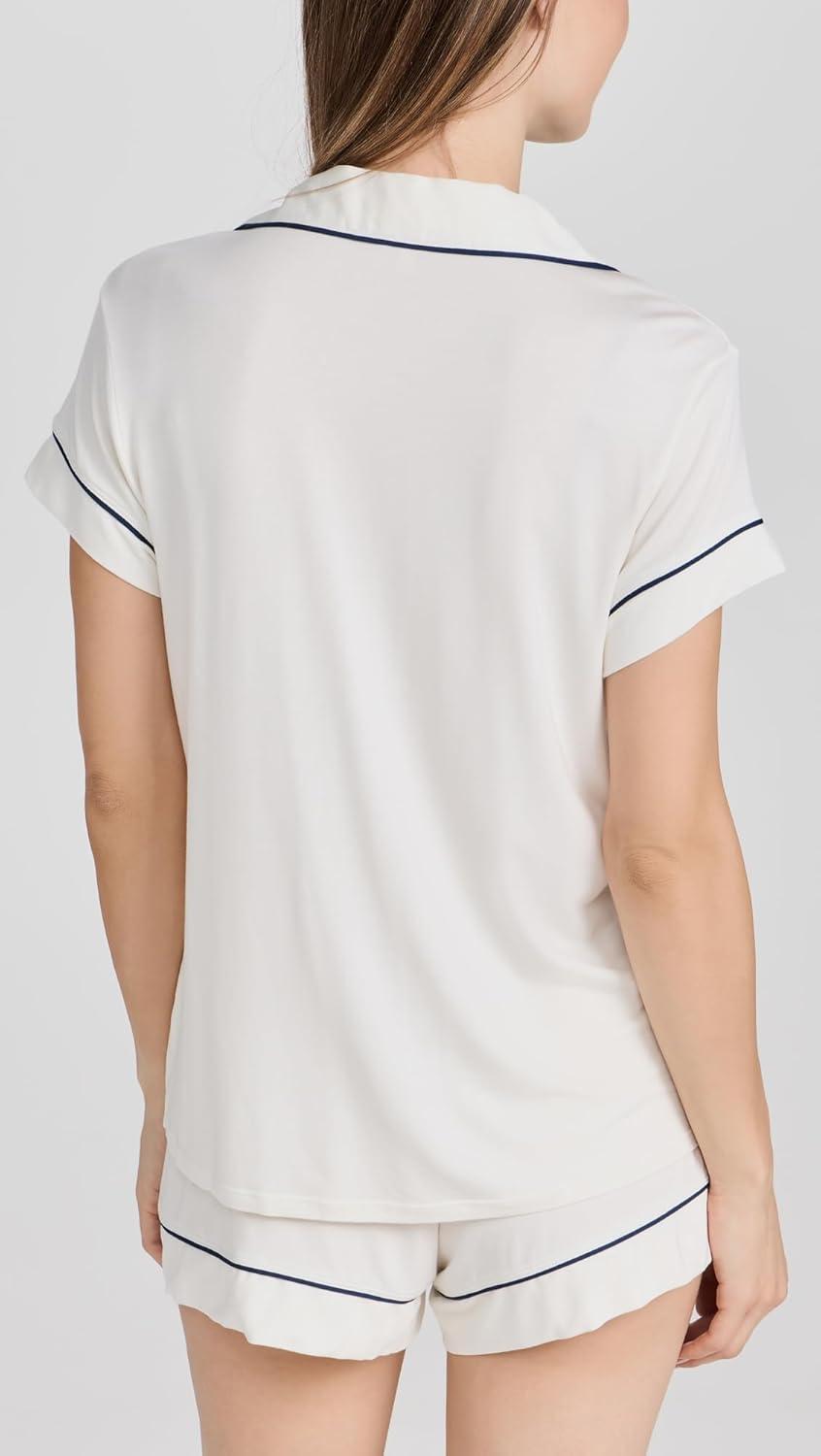 image:imageEberjey Gisele Relaxed Short PJ SetPure IvoryNavy