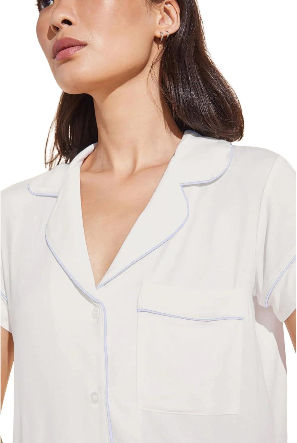 image:imageEberjey Gisele Relaxed Short PJ SetWhiteIce Blue