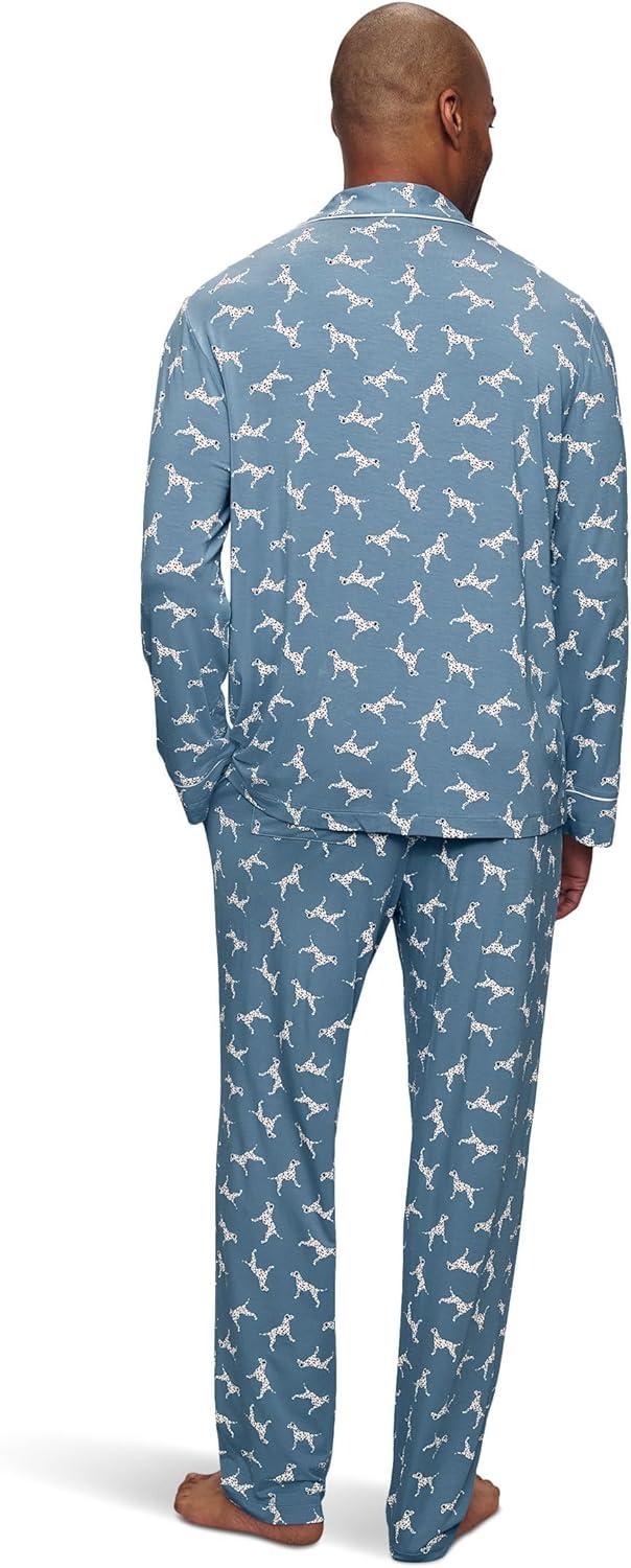 image:imageEberjey mens William Printed Pj SetDalmatian Faded DenimIvory