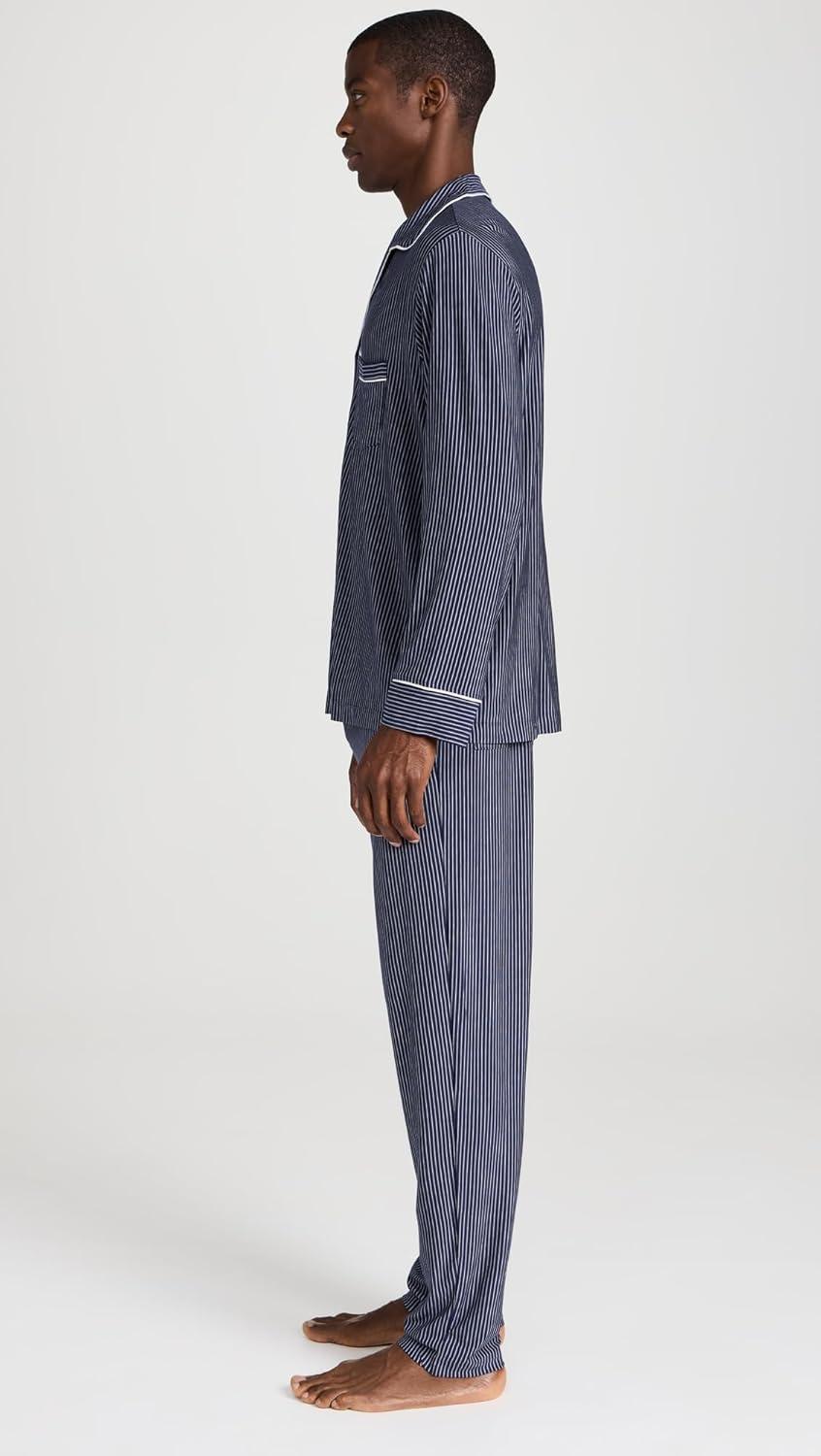 image:imageEberjey mens William Printed Pj SetDuo Stripe True NavyIvory