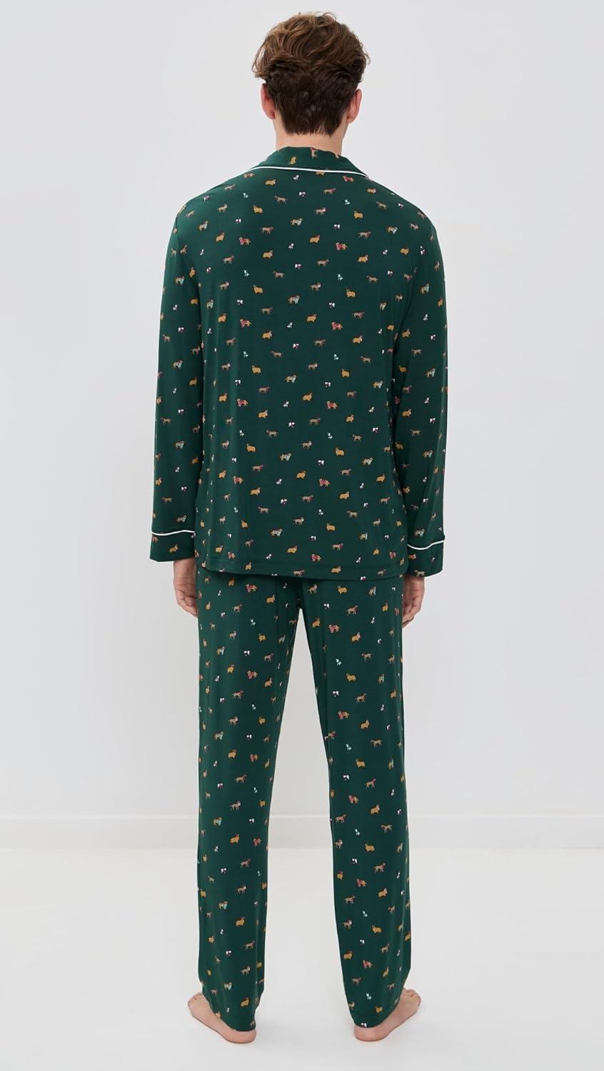 image:imageEberjey mens William Printed Pj SetHoliday Dogs PineIvory