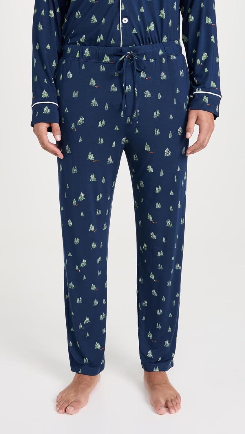image:imageEberjey mens William Printed Pj SetWoodland Pine NavyIvory