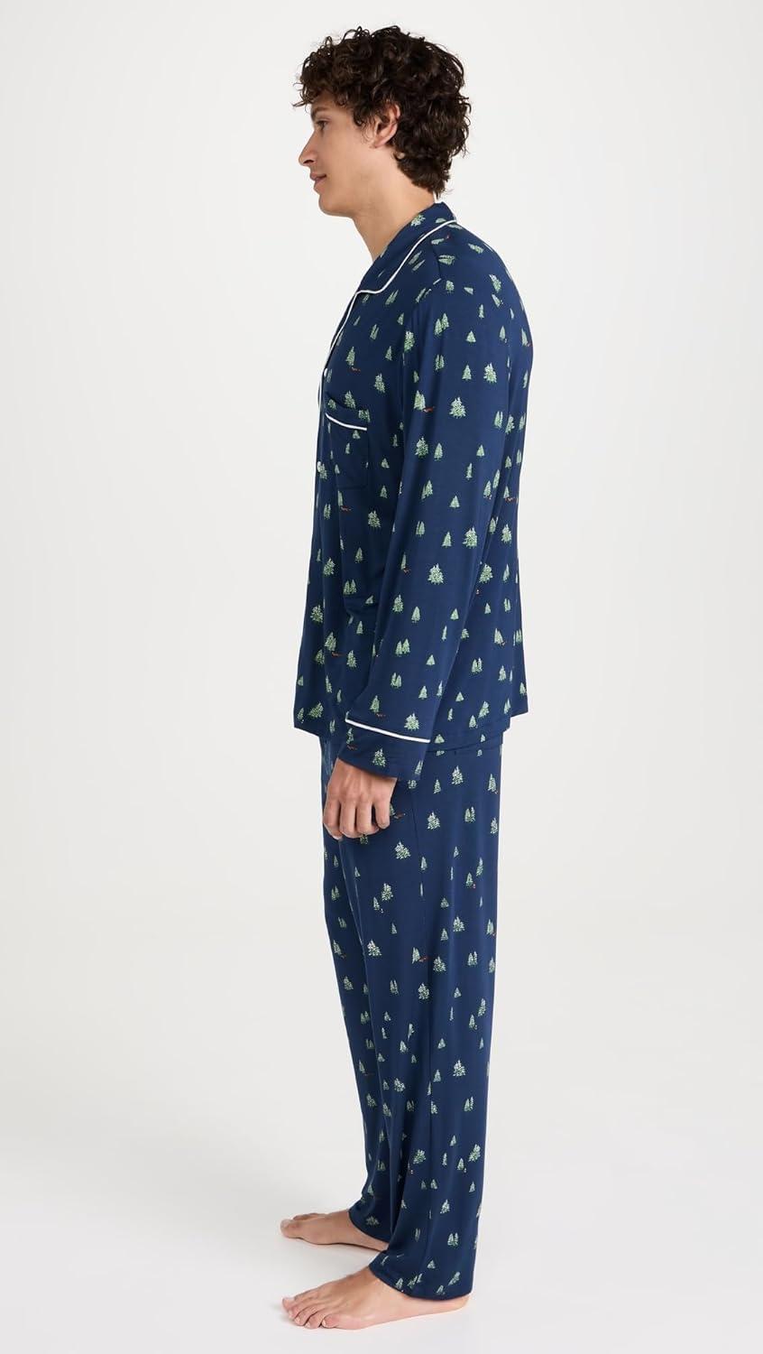 image:imageEberjey mens William Printed Pj SetWoodland Pine NavyIvory