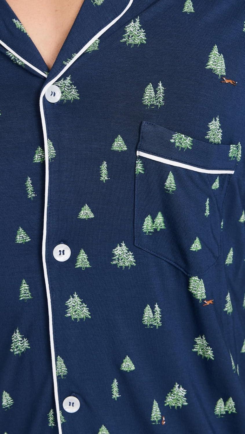 image:imageEberjey mens William Printed Pj SetWoodland Pine NavyIvory