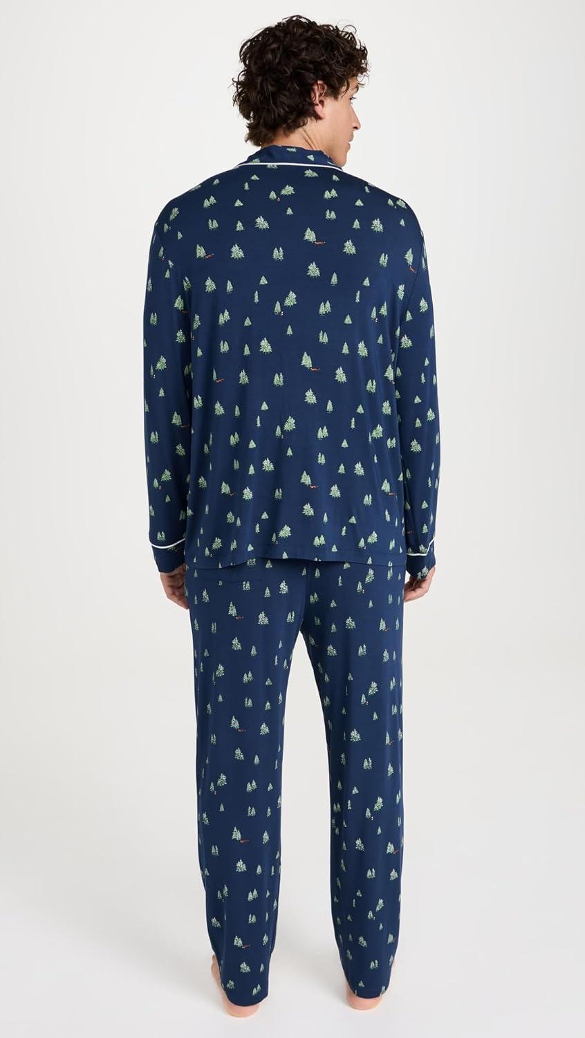 image:imageEberjey mens William Printed Pj SetWoodland Pine NavyIvory